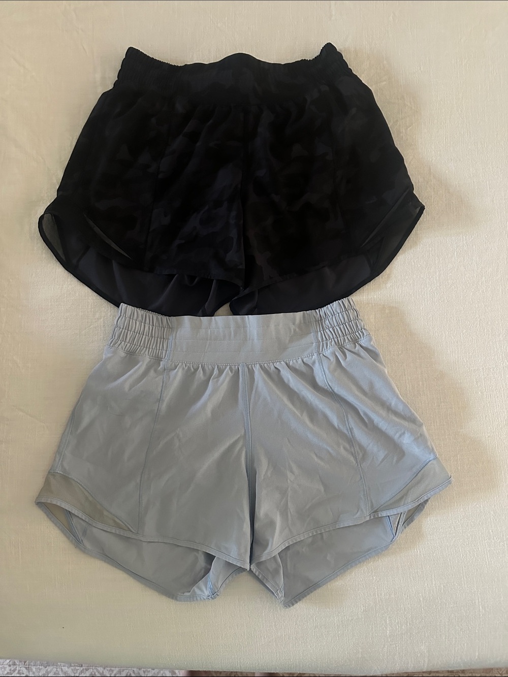 lululemon athletica Women’s Layered Running Shorts — Black & Light Gray